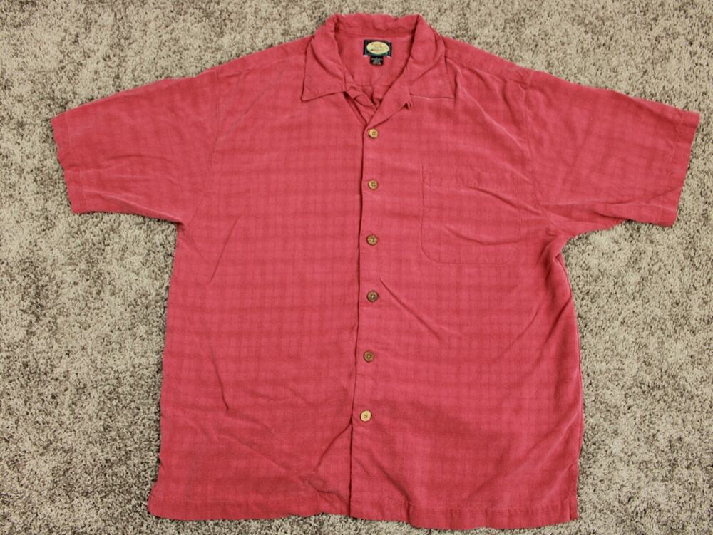 Tommy Bahama Vintage 80s Button Up Shirt Mens Large Red Plaid Casual